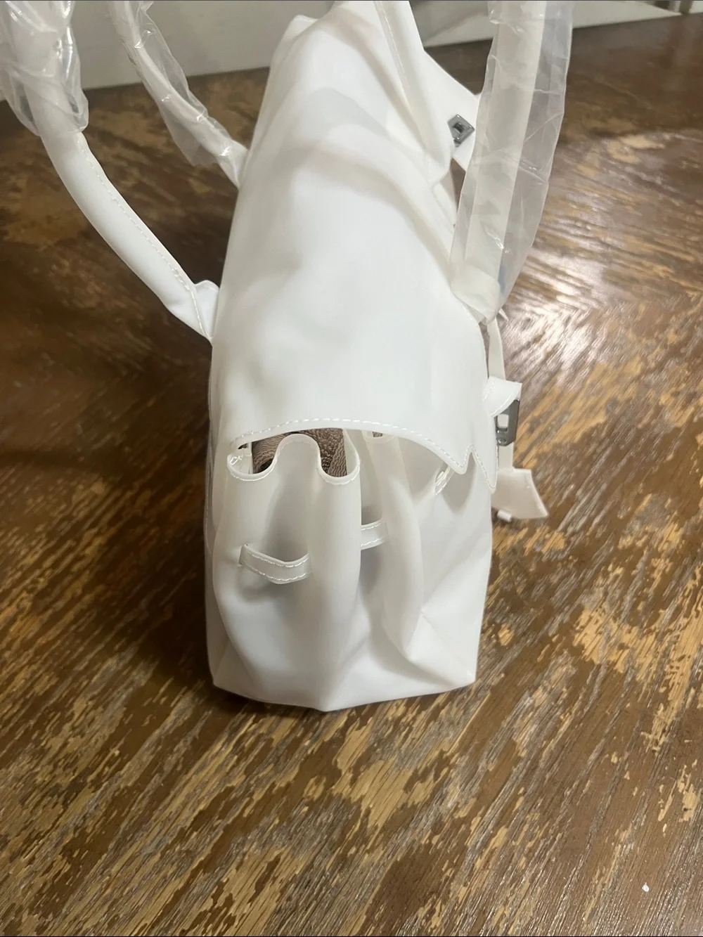 Classic White Structured Handbag with Silver Hardware